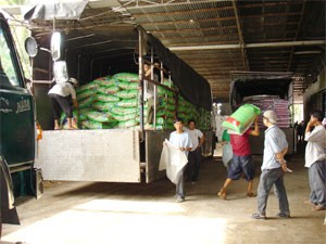 Employees of a rice exporter load rice bags to a truck. Export turnover of textile and rice sectors reached record high in the first six months of 2011 (Photo: Minh Tri) Employees of a rice exporter load rice bags to a truck. Export turnover of textile and rice sectors reached record high in the first six months of 2011 (Photo: Minh Tri)