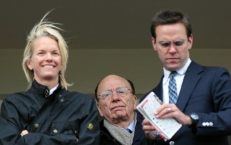AFP - A file picture taken on March 18, 2010 shows Rupert Murdoch (C) and his children James (R) and Elisabeth (L) at the Cheltenham Racing Festival. AFP - A file picture taken on March 18, 2010 shows Rupert Murdoch (C) and his children James (R) and Elisabeth (L) at the Cheltenham Racing Festival.