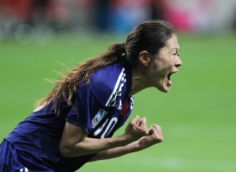 AFP - Homare Sawa celebrates scoring during the final match Japan vs USA on July 17, 2011 in Frankfurt AFP - Homare Sawa celebrates scoring during the final match Japan vs USA on July 17, 2011 in Frankfurt