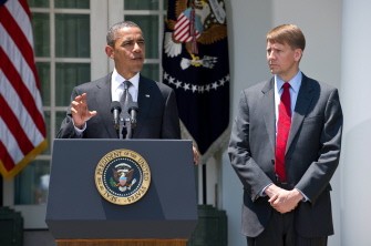 AFP - US President Barack Obama announces the nomination of Richard Cordray (R) to head the new Consumer Financial Protection Bureau in the Rose Garden at the White House on July 18, 2011 in Washington,DC. AFP - US President Barack Obama announces the nomination of Richard Cordray (R) to head the new Consumer Financial Protection Bureau in the Rose Garden at the White House on July 18, 2011 in Washington,DC.