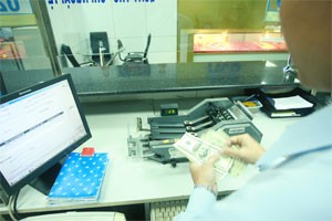 A cash teller of a HCMC-based lender counts a pile of US dollar notes. Dollar sales at banks surged after the authorities strengthened inspections of the so-called black market (Photo: Minh Tri) A cash teller of a HCMC-based lender counts a pile of US dollar notes. Dollar sales at banks surged after the authorities strengthened inspections of the so-called black market (Photo: Minh Tri)