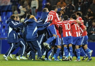 AFP - Paraguayan players celebrate after beating Venezuela in penalty shootouts AFP - Paraguayan players celebrate after beating Venezuela in penalty shootouts