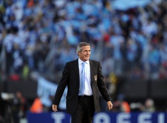 AFP - Coach Oscar Tabarez celebrates at the end of the final AFP - Coach Oscar Tabarez celebrates at the end of the final