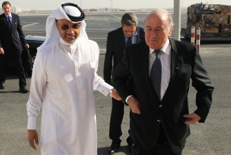 AFP file - In a file picture taken on December 16, 2010 FIFA president Sepp Blatter (R) is greeted by Asian Football Confederation (AFC) president Mohammed bin Hammam (L) upon his arrival at the airport in Doha for an official visit to Qatar AFP file - In a file picture taken on December 16, 2010 FIFA president Sepp Blatter (R) is greeted by Asian Football Confederation (AFC) president Mohammed bin Hammam (L) upon his arrival at the airport in Doha for an official visit to Qatar