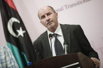 National Transitional Council chairman Mustafa Abdel Jalil gives a press conference in the Libyan rebel-stronghold city of Benghazi on July 30, 2011 National Transitional Council chairman Mustafa Abdel Jalil gives a press conference in the Libyan rebel-stronghold city of Benghazi on July 30, 2011