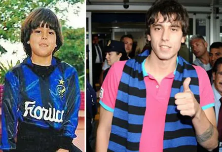 Alvarez thời ấu thơ (trái) và có mặt ở Milan.