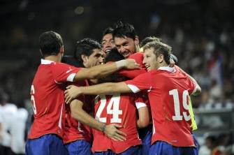 AFP - Chilean players celebrate after their goal during the friendly football match France vs. Chile AFP - Chilean players celebrate after their goal during the friendly football match France vs. Chile