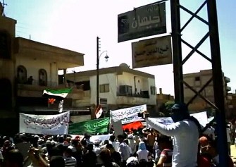An image grab taken from a video uploaded on YouTube shows Syrian anti-government demonstrators marching in the northeastern city of Qamishli on August 26, 2011 An image grab taken from a video uploaded on YouTube shows Syrian anti-government demonstrators marching in the northeastern city of Qamishli on August 26, 2011
