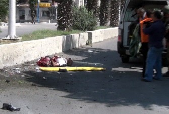 A photo released by the Syrian official news agency (SANA) shows what the agency said was the body of a Syrian army explosives expert after he was blown apart while dismantling a bomb at the site where anti-government demonstrations take place every Friday in the Damascus suburb of Duma on September 30, 2011 A photo released by the Syrian official news agency (SANA) shows what the agency said was the body of a Syrian army explosives expert after he was blown apart while dismantling a bomb at the site where anti-government demonstrations take place every Friday in the Damascus suburb of Duma on September 30, 2011