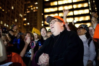 AFP - Filmmaker Michael Moore speaks to protesters affiliated with the Occupy Wall Street movement rally in Zuccotti Park on October 5, 2011 in New York City. AFP - Filmmaker Michael Moore speaks to protesters affiliated with the Occupy Wall Street movement rally in Zuccotti Park on October 5, 2011 in New York City.