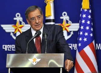 US Defense Secretary Leon Panetta speaks in Seoul on October 28, 2011 during a joint press conference with South Korean Defense Minister Kim Kwan-Jin US Defense Secretary Leon Panetta speaks in Seoul on October 28, 2011 during a joint press conference with South Korean Defense Minister Kim Kwan-Jin