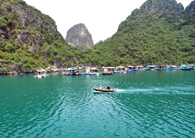 A view of Cua Van fishing village in Ha Long Bay A view of Cua Van fishing village in Ha Long Bay