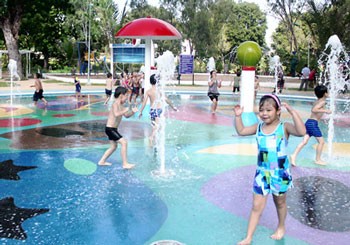 The new playground for children in Gia Dinh Park in Phu Nhuan District The new playground for children in Gia Dinh Park in Phu Nhuan District