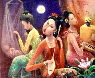 "Full Moon Ensemble"- oil on canvas by painter Yuen Chee Ling "Full Moon Ensemble"- oil on canvas by painter Yuen Chee Ling