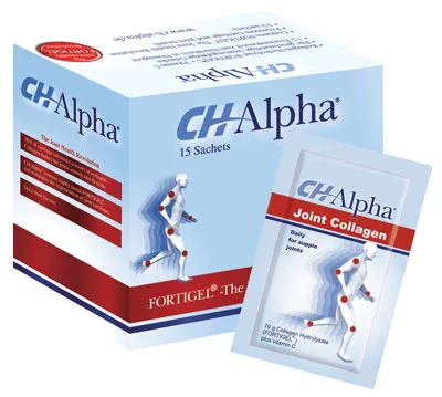 Sản phẩm TPCN CH-Alpha được sản xuất tại Đức có thành phần chính là collagen FORTIGEL Sản phẩm TPCN CH-Alpha được sản xuất tại Đức có thành phần chính là collagen FORTIGEL