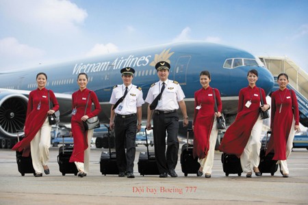 A Vietnam Airlines crew. A Vietnam Airlines crew.