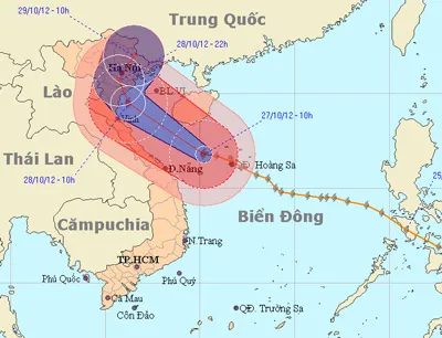 Dự báo đường đi của cơn bão số 8. Ảnh: Trung tâm Dự báo khí tượng thủy văn Trung ương. Dự báo đường đi của cơn bão số 8. Ảnh: Trung tâm Dự báo khí tượng thủy văn Trung ương.
