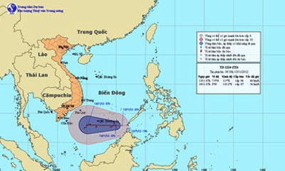 Position of the tropical low pressure system on the East Sea on November 13 (Photo: nchmf) Position of the tropical low pressure system on the East Sea on November 13 (Photo: nchmf)