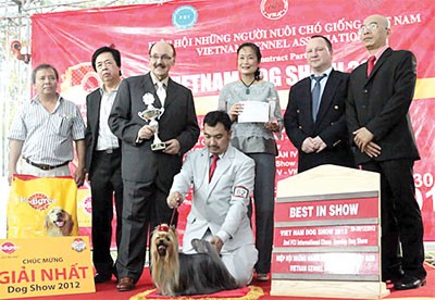 The awards ceremony at the dog show The awards ceremony at the dog show