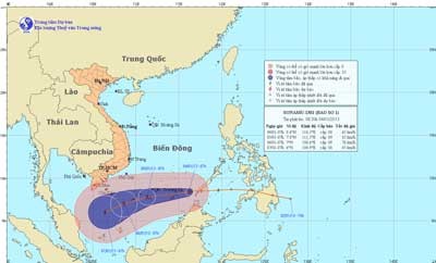 Direction of Storm Sonamu in the East Sea on January 4 (Photo: nchmf) Direction of Storm Sonamu in the East Sea on January 4 (Photo: nchmf)