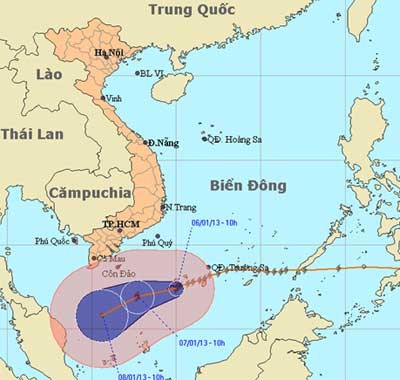 Position of Storm Sonamu on January 6 (Photo: nchmf) Position of Storm Sonamu on January 6 (Photo: nchmf)