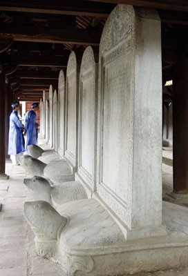 Stone doctoral steles in the campus of the Temple of Literature. Stone doctoral steles in the campus of the Temple of Literature.