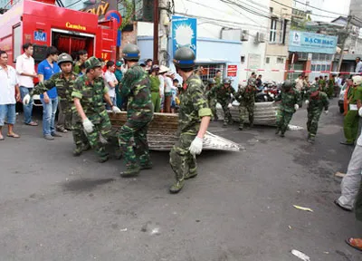 Hiện trường được phong tỏa nghiêm ngặt. Ảnh: Trần Thanh Hiện trường được phong tỏa nghiêm ngặt. Ảnh: Trần Thanh