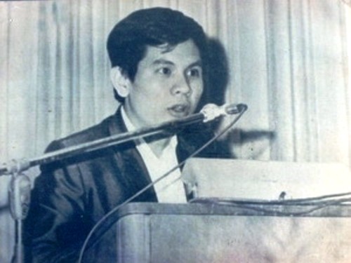 The filed photo shows Nguyen Thai Binh dilivering speech at an anti-war forum during his study in the US from 1968 to 1972. The filed photo shows Nguyen Thai Binh dilivering speech at an anti-war forum during his study in the US from 1968 to 1972.