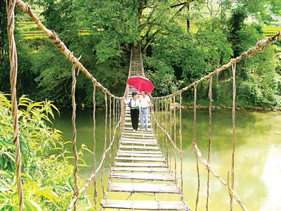 Qua cầu mây. Qua cầu mây.