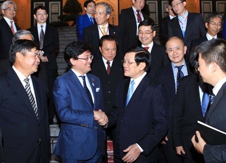 President Truong Tan Sang yesterday met with Japanese delegates to discuss how Viet Nam would provide greater incentives for Japanese investors.— VNA/VNS Photo President Truong Tan Sang yesterday met with Japanese delegates to discuss how Viet Nam would provide greater incentives for Japanese investors.— VNA/VNS Photo