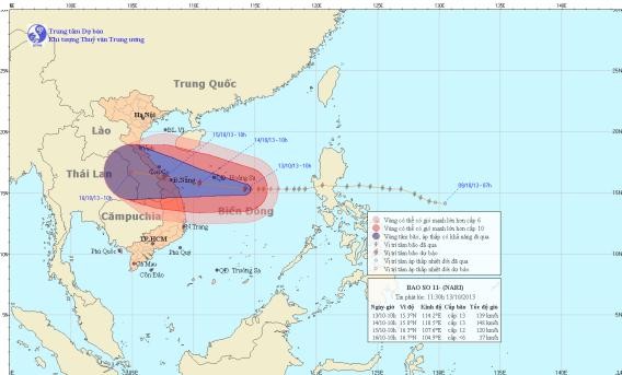 Location and direction of Storm Nari.(Photo: nchmf.gov.vn) Location and direction of Storm Nari.(Photo: nchmf.gov.vn)