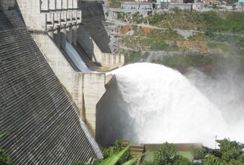 A hydropower discharging water A hydropower discharging water