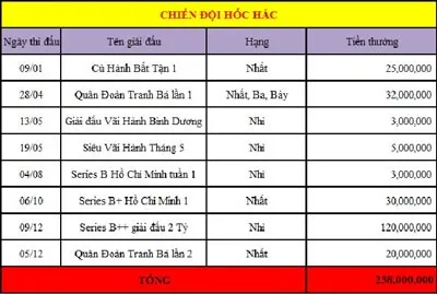 Tổng giải thưởng 2013 của Hốc Hác