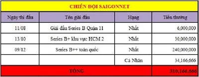 Tổng giải thưởng 2013 của SaiGonNet