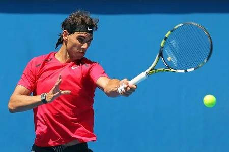 Rafael Nadal trong buổi tập mới nhất ở Melbourne Park. Rafael Nadal trong buổi tập mới nhất ở Melbourne Park.