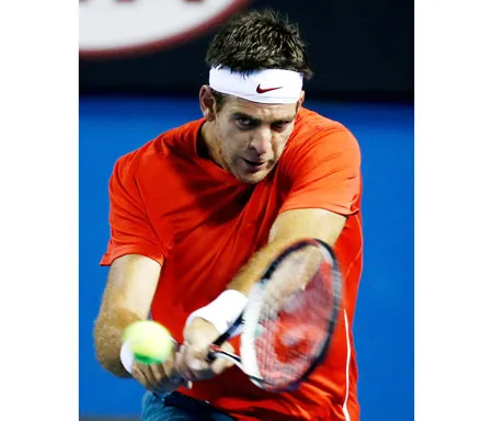 Juan Martin del Potro trong trận thua Roberto Bautista Agut.