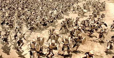 Cảnh chiến trận hoành tráng trong Cuộc chiến với chằn tinh.