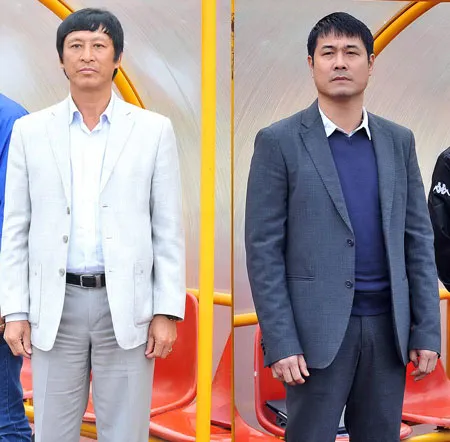 HLV Vũ Quang Bảo (trái) và HLV Nguyễn Hữu Thắng. HLV Vũ Quang Bảo (trái) và HLV Nguyễn Hữu Thắng.