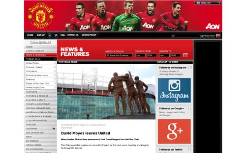 Thông báo sa thải HLV David Moyes được phát trên website của "Quỷ đỏ" Thông báo sa thải HLV David Moyes được phát trên website của "Quỷ đỏ"