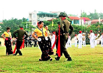 Dancers rehearse for an art performance to mark the Dien Bien Phu Victory to be held on Tuesday Dancers rehearse for an art performance to mark the Dien Bien Phu Victory to be held on Tuesday