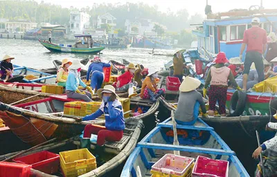 Chợ cá trên cảng Sa Kỳ.