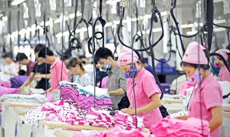 A sewing line at Korean garment company Shinwon Ebenezer Ha Noi Ltd Co based in the northern province of Thai Nguyen (Photo: VNA/VNS) A sewing line at Korean garment company Shinwon Ebenezer Ha Noi Ltd Co based in the northern province of Thai Nguyen (Photo: VNA/VNS)