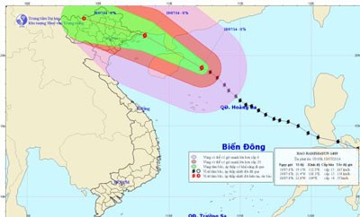 The predicted path of Typhoon Rammasun on July 18 (Photo: National weather bureau) The predicted path of Typhoon Rammasun on July 18 (Photo: National weather bureau)