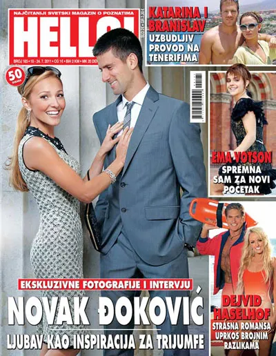 Novak Djokovic và Jelena Ristic trên trang bìa của một tạp chí. Novak Djokovic và Jelena Ristic trên trang bìa của một tạp chí.