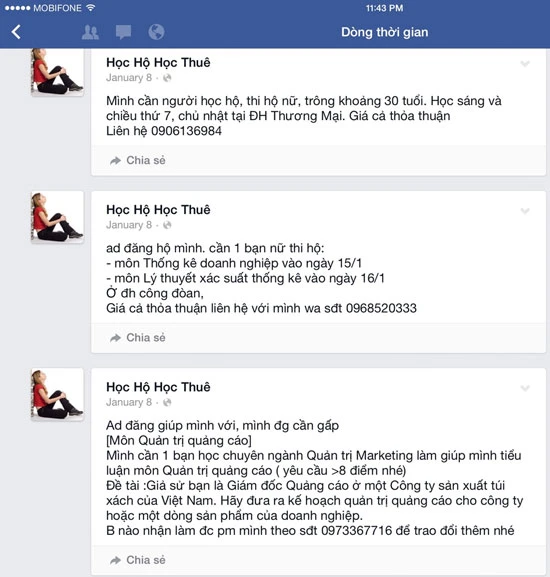 Nở rộ dịch vụ học và thi thuê