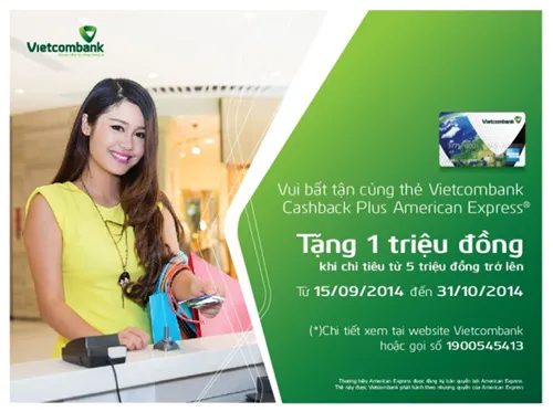 Vietcombank khuyến mãi lớn dành cho thẻ ghi nợ Cashback Plus American Express