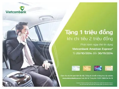 Vietcombank tặng 1 triệu đồng cho khách hàng phát hành mới và chi tiêu thẻ American Express®