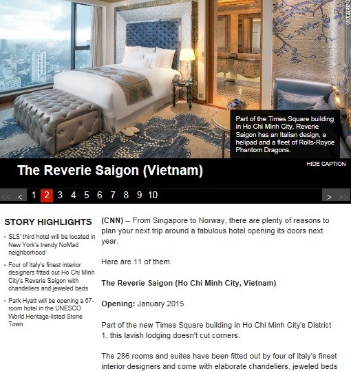 Times Square Vietnam is introduced by CNN as one of the ten hotels cannot wait check in in 2015 Times Square Vietnam is introduced by CNN as one of the ten hotels cannot wait check in in 2015