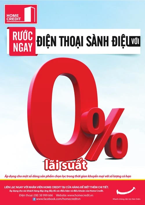 Trả góp 0% lãi suất cùng Home Credit