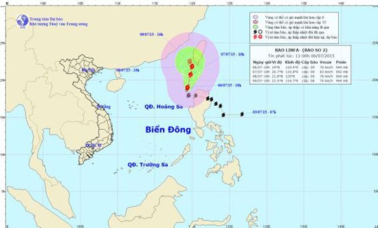 Direction of Linfa storm on Monday (Source: the National Hydrology Meteorology Forecast Center) Direction of Linfa storm on Monday (Source: the National Hydrology Meteorology Forecast Center)